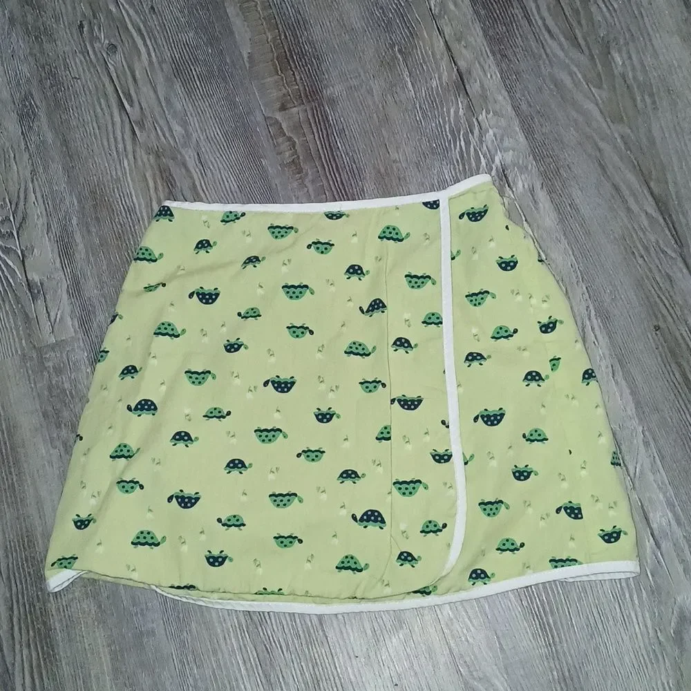 Gymboree vintage prep club turtles skirt 2in1 reversible Sz 4